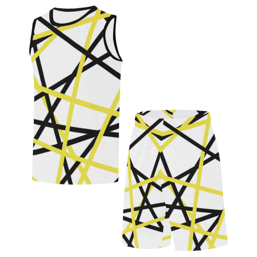 Black and yellow stripes All Over Print Basketball Uniform