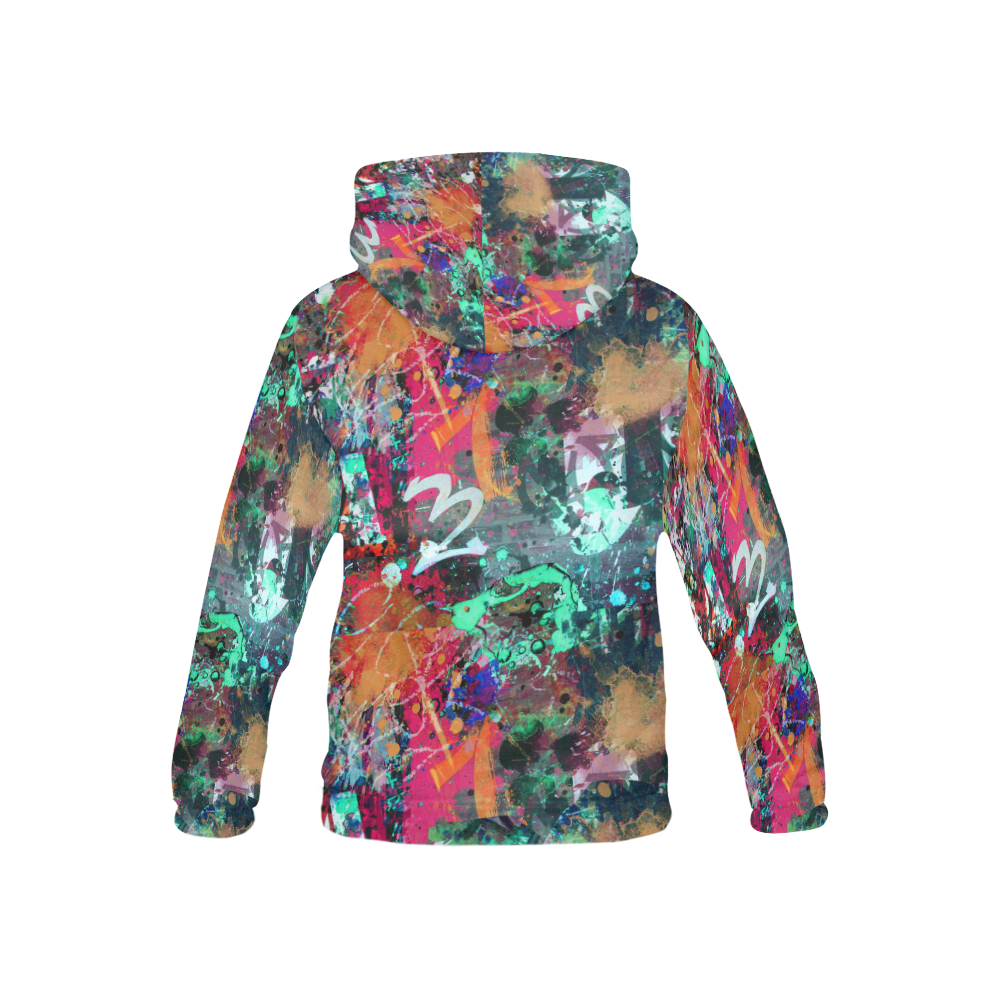 Graffiti Wall and Paint Splatter All Over Print Hoodie for Kid (USA Size) (Model H13)