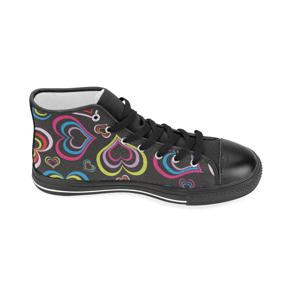 Multicolor Hearts Women's Classic High Top Canvas Shoes (Model 017)
