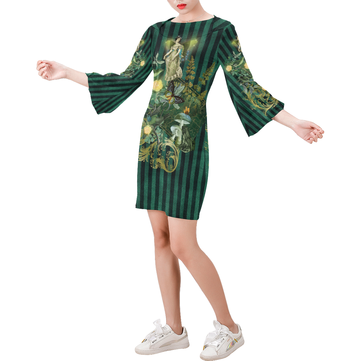 The Witch Way Vintage Bell Sleeve Dress (Model D52)