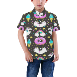 unicorn doughnuts Boys' All Over Print Short Sleeve Shirt (Model T59)