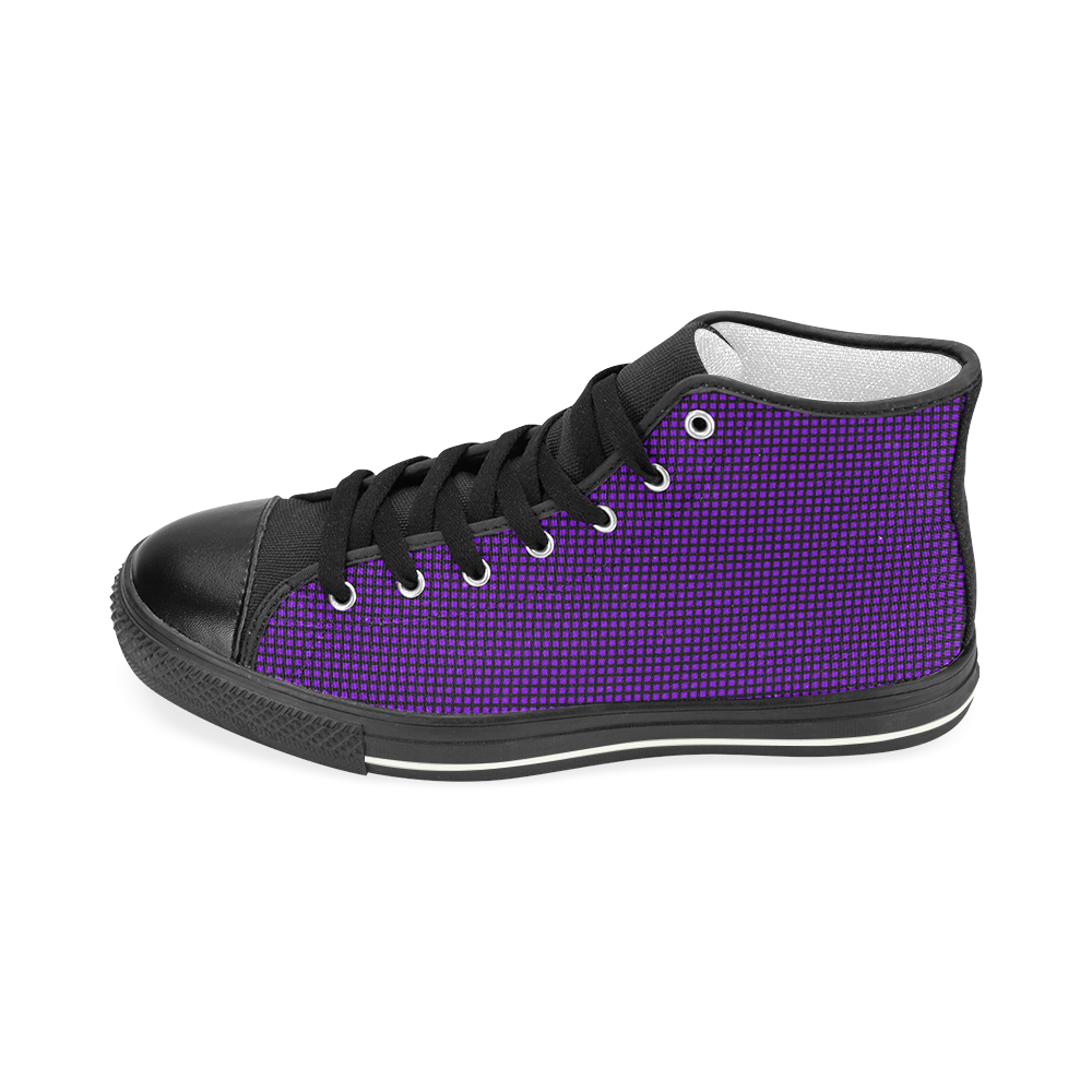 Squares in Purple Women's Classic High Top Canvas Shoes (Model 017)