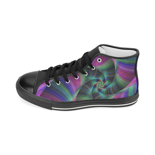 Fractal Spiral 12 Tentacle Women's Classic High Top Canvas Shoes (Model 017)
