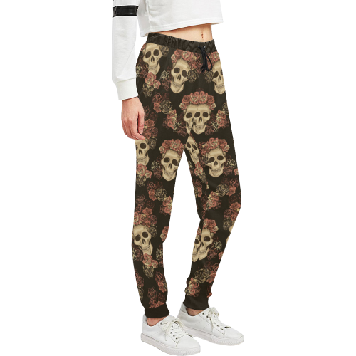 Skull and Rose Pattern Unisex All Over Print Sweatpants (Model L11)