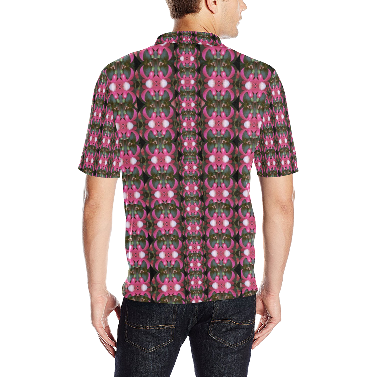 Butterflies in a  forest of climbing flowers Men's All Over Print Polo Shirt (Model T55)