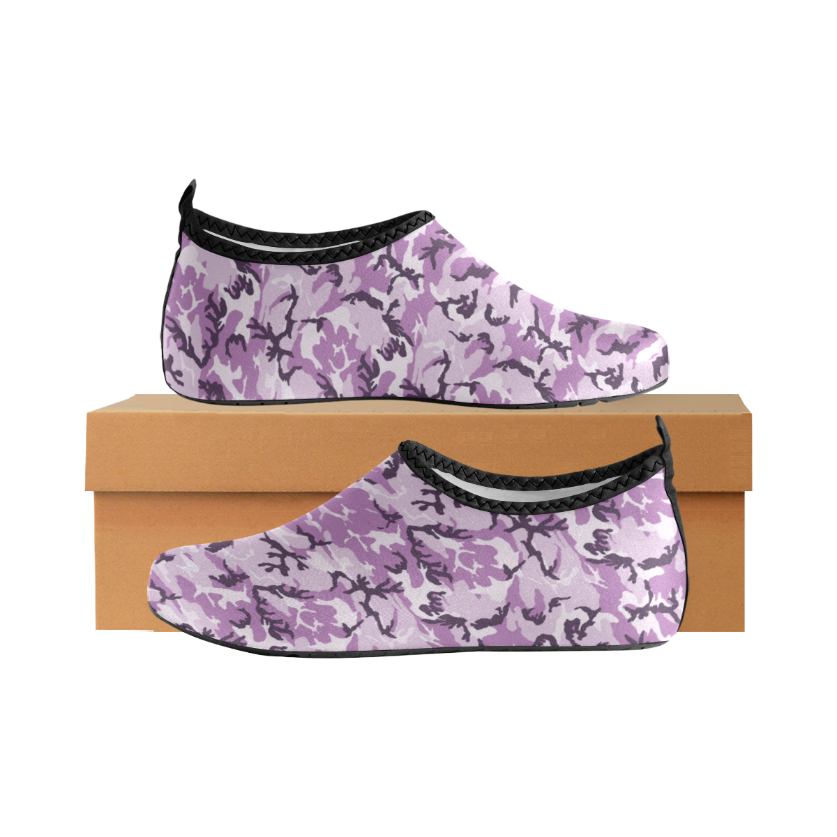 Woodland Pink Purple Camouflage Men's Slip-On Water Shoes (Model 056)