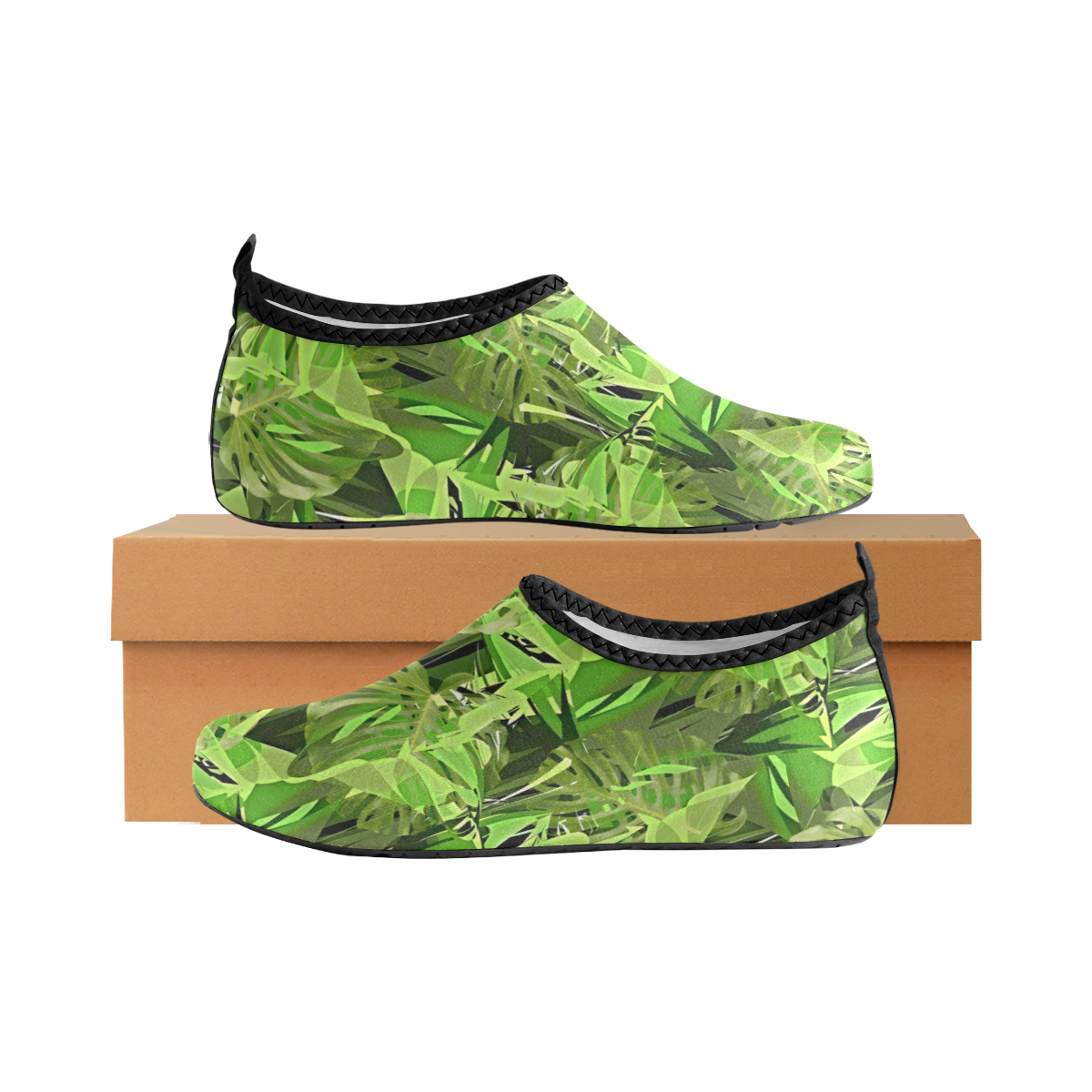 Tropical Jungle Leaves Camouflage Men's Slip-On Water Shoes (Model 056)