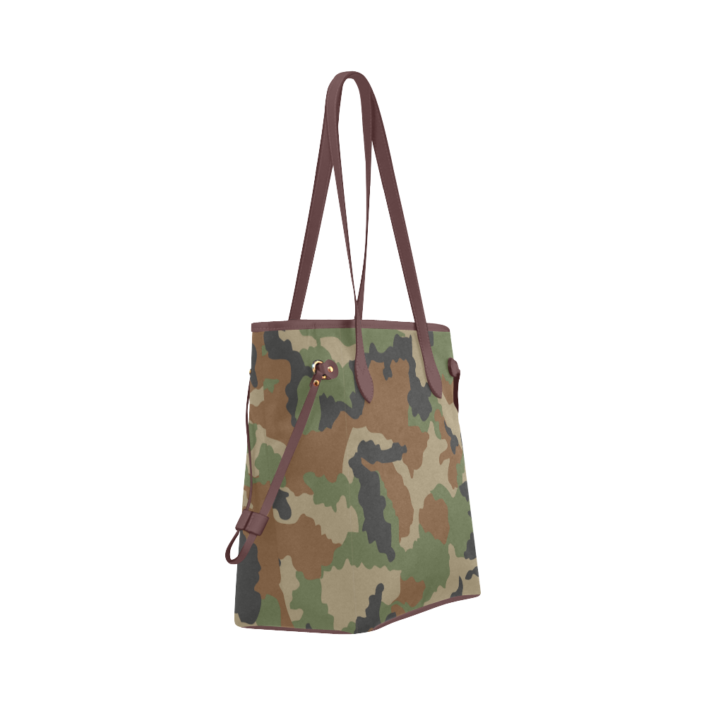 Woodland Camo Pattern Clover Canvas Tote Bag (Model 1661)