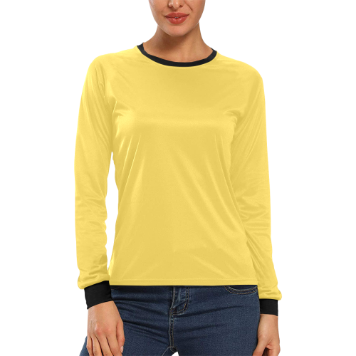 color mustard Women's All Over Print Long Sleeve T-shirt (Model T51)