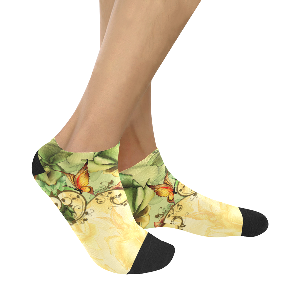 Colorful flowers with butterflies Women's Ankle Socks