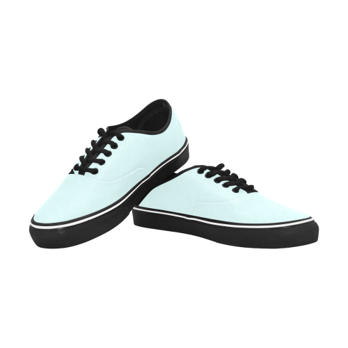 color light cyan Classic Men's Canvas Low Top Shoes (Model E001-4)