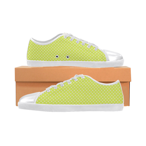 Yellow polka dots Canvas Shoes for Women/Large Size (Model 016)