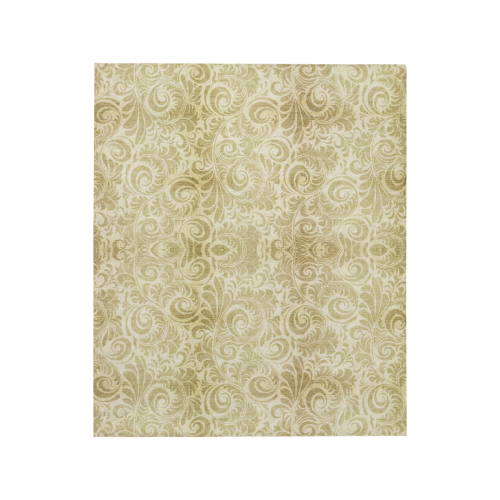 Denim, vintage floral pattern, beige gold yellow Quilt 50"x60"