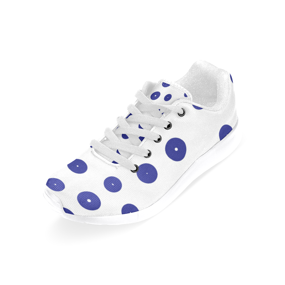 shoes white, with blue dots Women's Running Shoes/Large Size (Model 020)