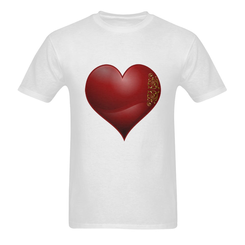 Heart  Las Vegas Symbol Playing Card Shape Men's T-shirt in USA Size (Front Printing Only) (Model T02)