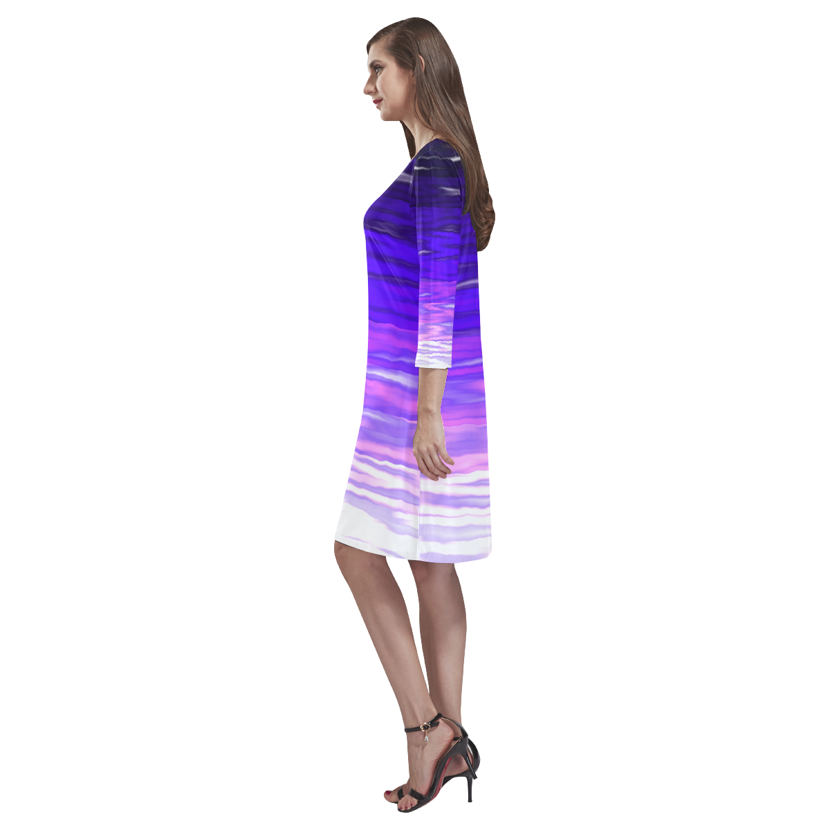 Violet sunset Rhea Loose Round Neck Dress(Model D22)