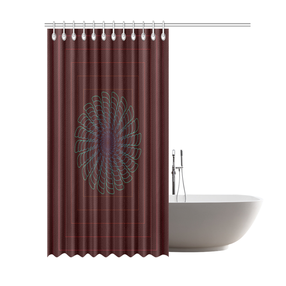 Tirquise flower on chocholate brown Shower Curtain 69"x84"