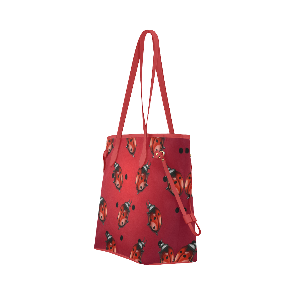 Red Ladybugs Clover Canvas Tote Bag (Model 1661)