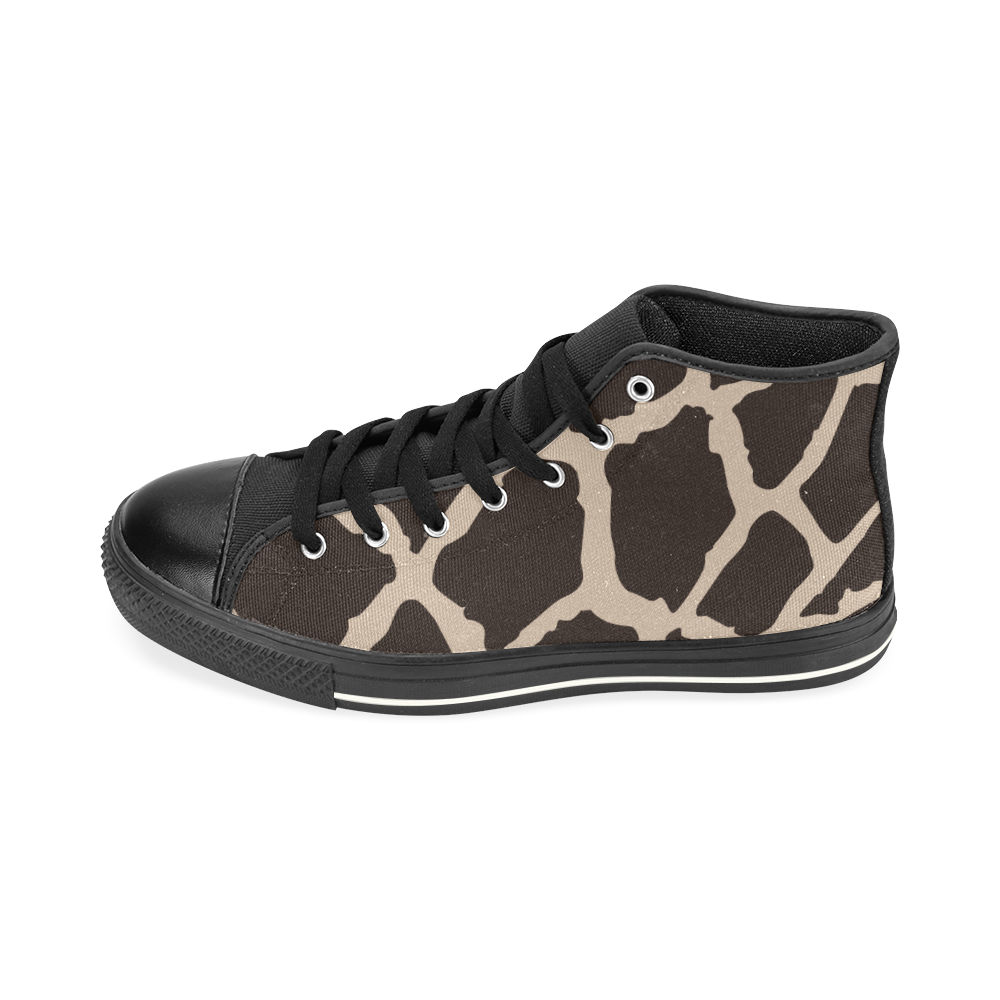 giraffe pattern Sneakers - Size 11 and 12 High Top Canvas Women's Shoes/Large Size (Model 017)