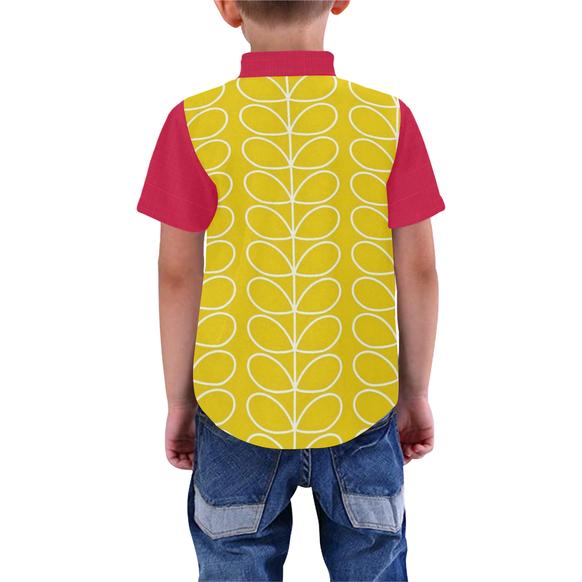 Red Yellow Mod Casual Boys' All Over Print Short Sleeve Shirt (Model T59)