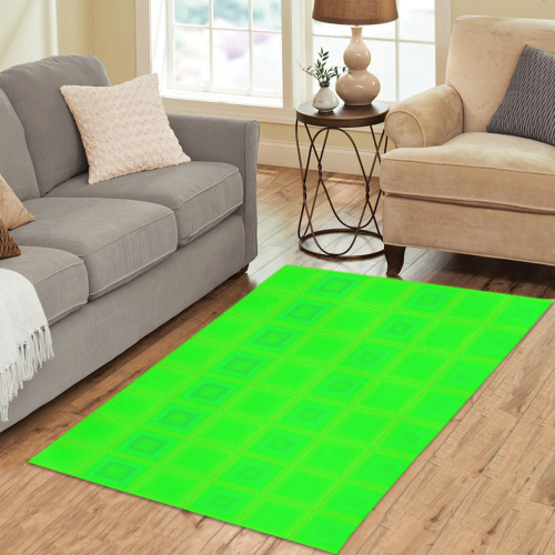 Green multicolored multiple squares Area Rug 5'x3'3''