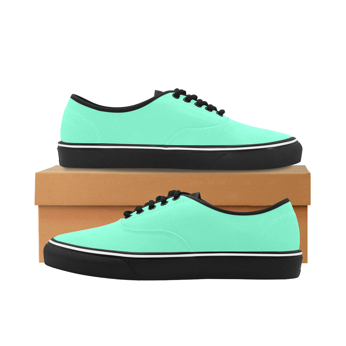 color aquamarine Classic Men's Canvas Low Top Shoes (Model E001-4)