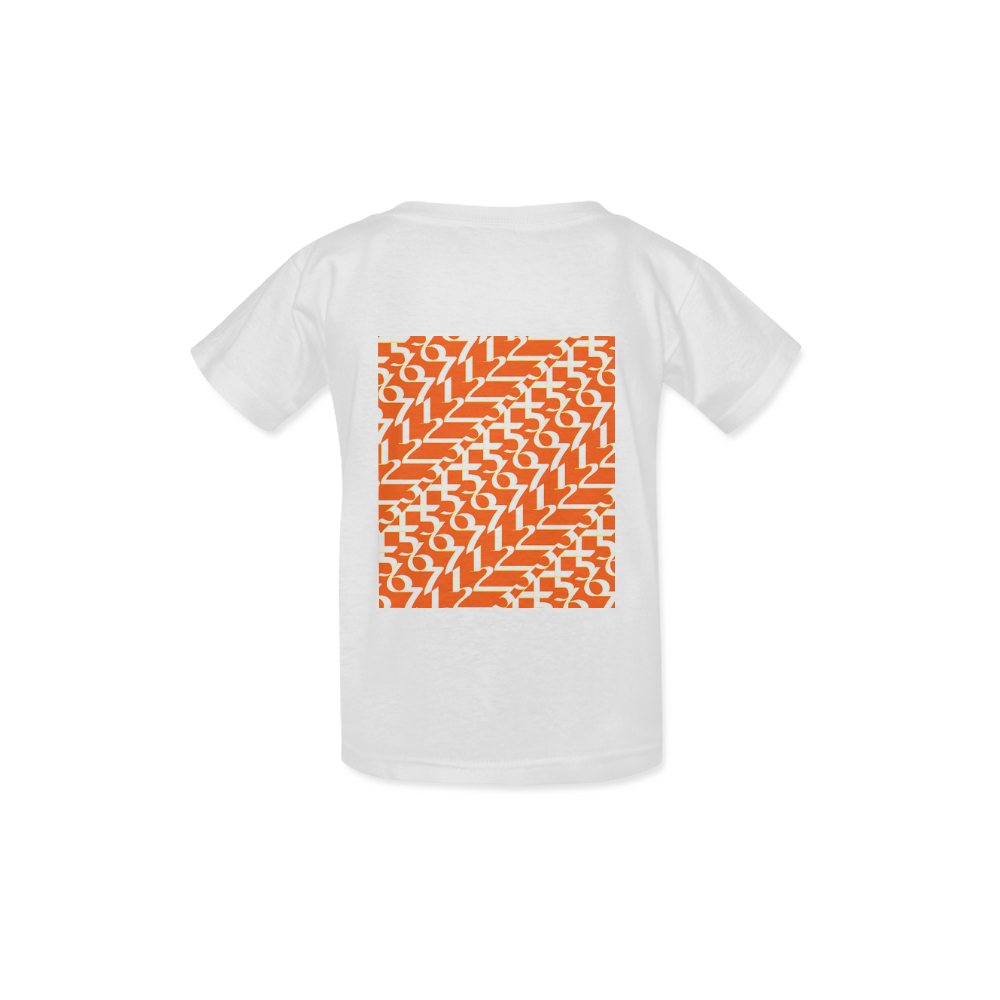 NUMBERS Collection Logo/1234567 Orange/White Kid's  Classic T-shirt (Model T22)