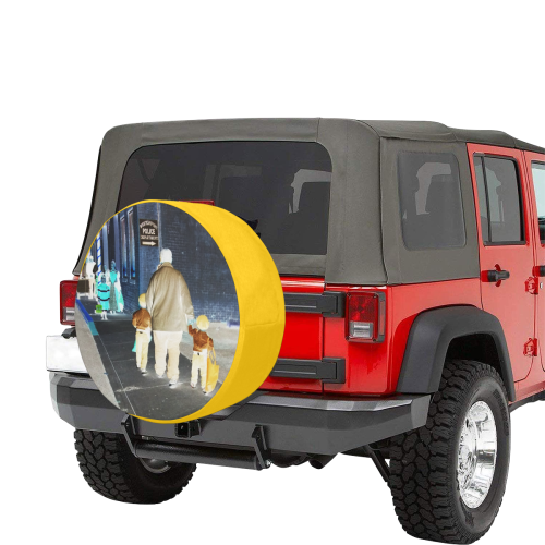 Ghosts roaming the street (yellow) 34 Inch Spare Tire Cover