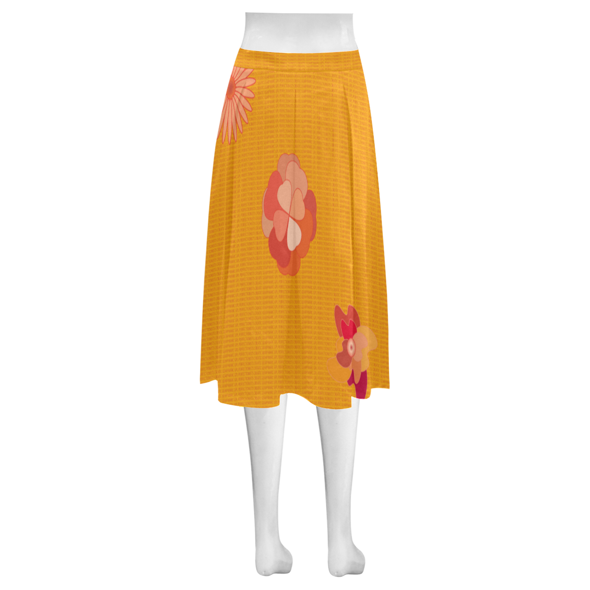 Flowers 13. A0, B1, C2, Mnemosyne Women's Crepe Skirt (Model D16)
