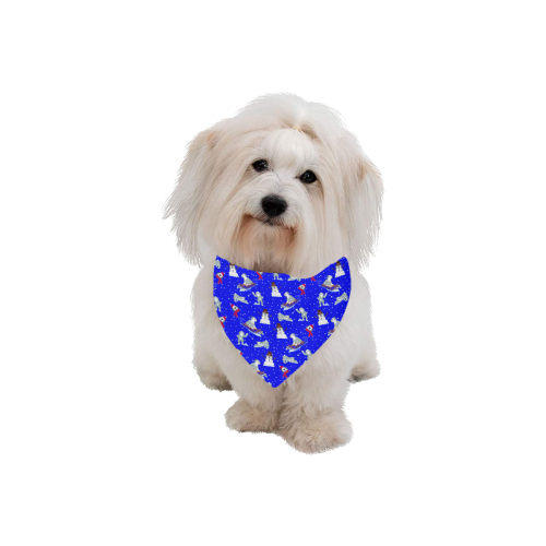 Snow Day - dk blue Pet Dog Bandana/Large Size