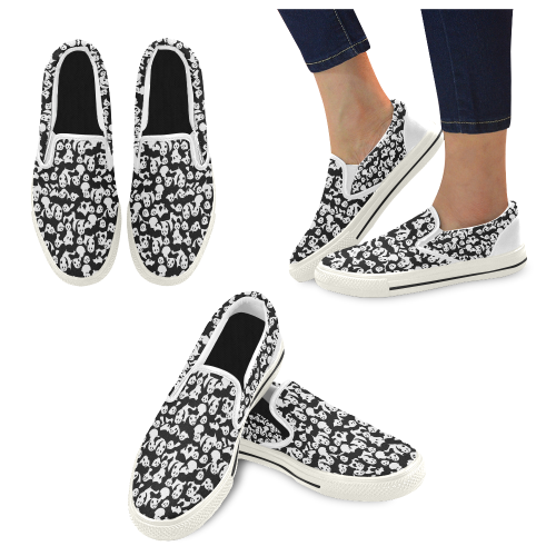 Panda Pattern Women's Slip-on Canvas Shoes/Large Size (Model 019)