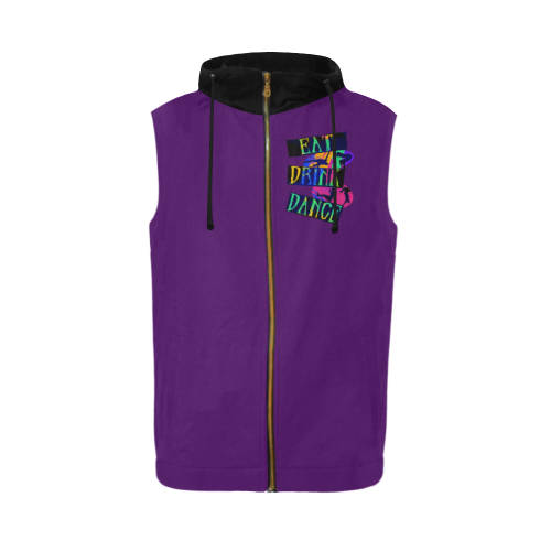 Break Dancing Colorful / Purple / Black All Over Print Sleeveless Zip Up Hoodie for Men (Model H16)