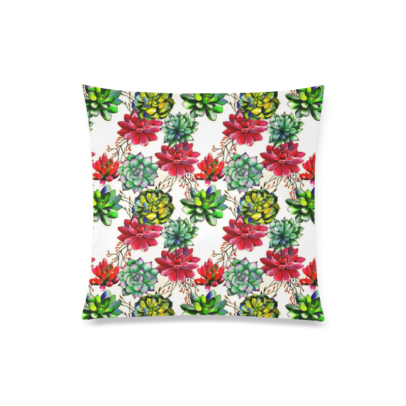 Vibrant Succulent Cactus Pattern Custom Zippered Pillow Case 20"x20"(Twin Sides)