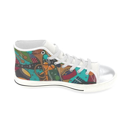 Musicians and Balloons High Top Canvas Shoes for Kid (Model 017)