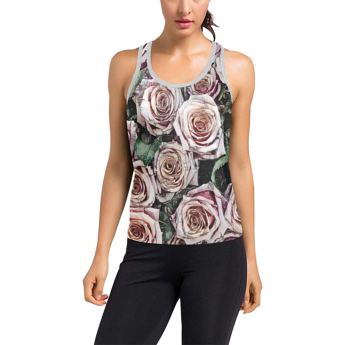 Impression Floral 9196 by JamColors Women's Racerback Tank Top (Model T60)