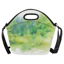 Inviting Greenery Landscape Watercolors Neoprene Lunch Bag/Large (Model 1669)