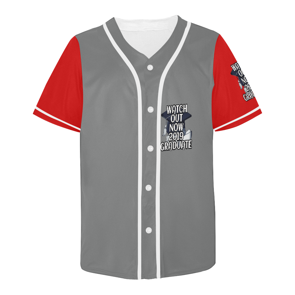 2019 Graduate red gray All Over Print Baseball Jersey for Men (Model T50)