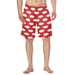 Clouds with Polka Dots on Red Men's Swim Trunk (Model L21)