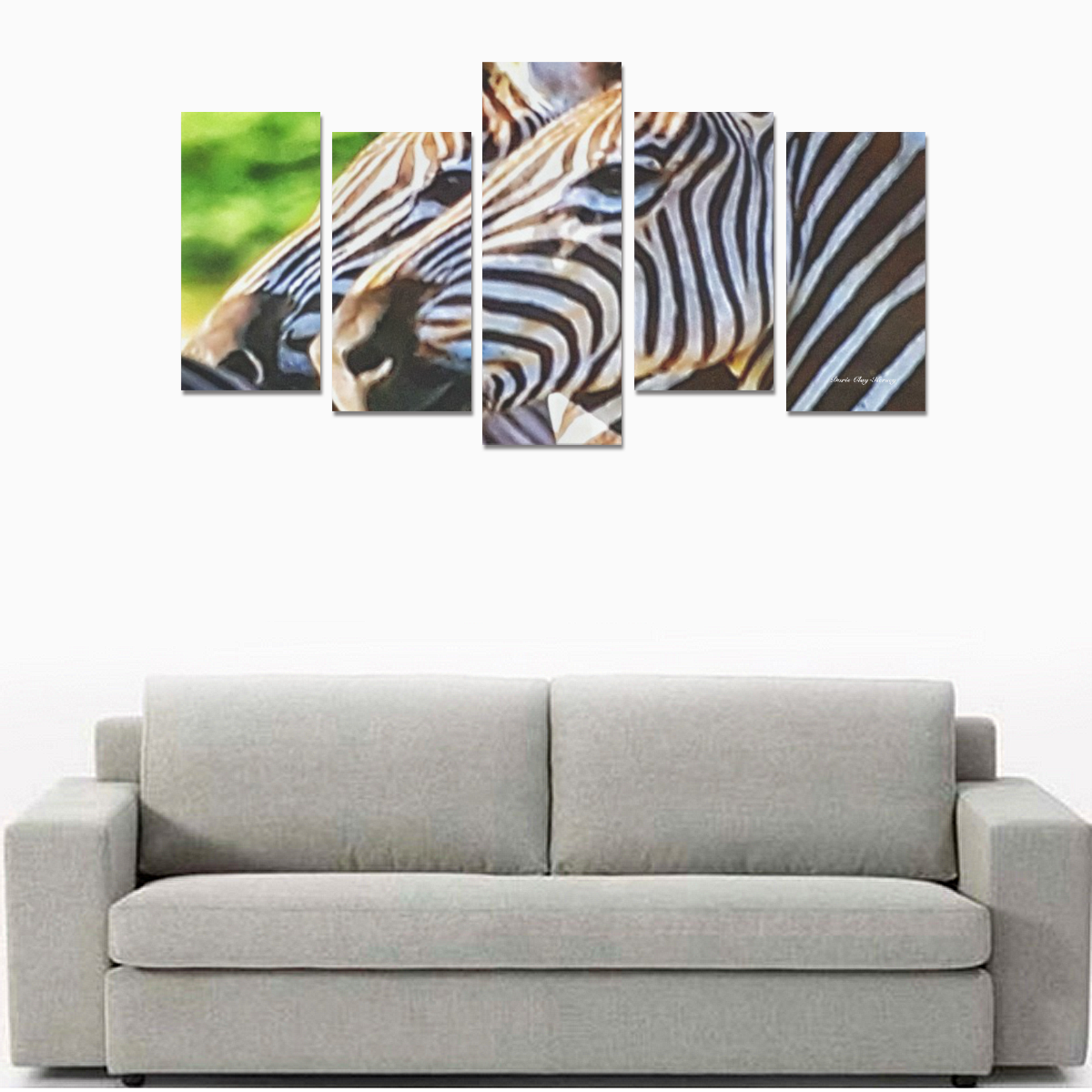 Zebras by Doris Clay-Kersey Canvas Print Sets E (No Frame)