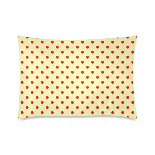 Polka Dots Red on Yellow Custom Zippered Pillow Case 20"x30"(Twin Sides)