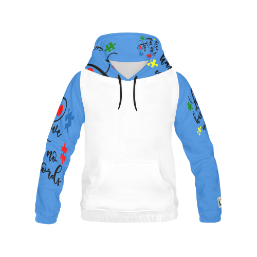 Fairlings Delight's Autism- Love has no words Men's Hoodie 53086F1 All Over Print Hoodie for Men/Large Size (USA Size) (Model H13)