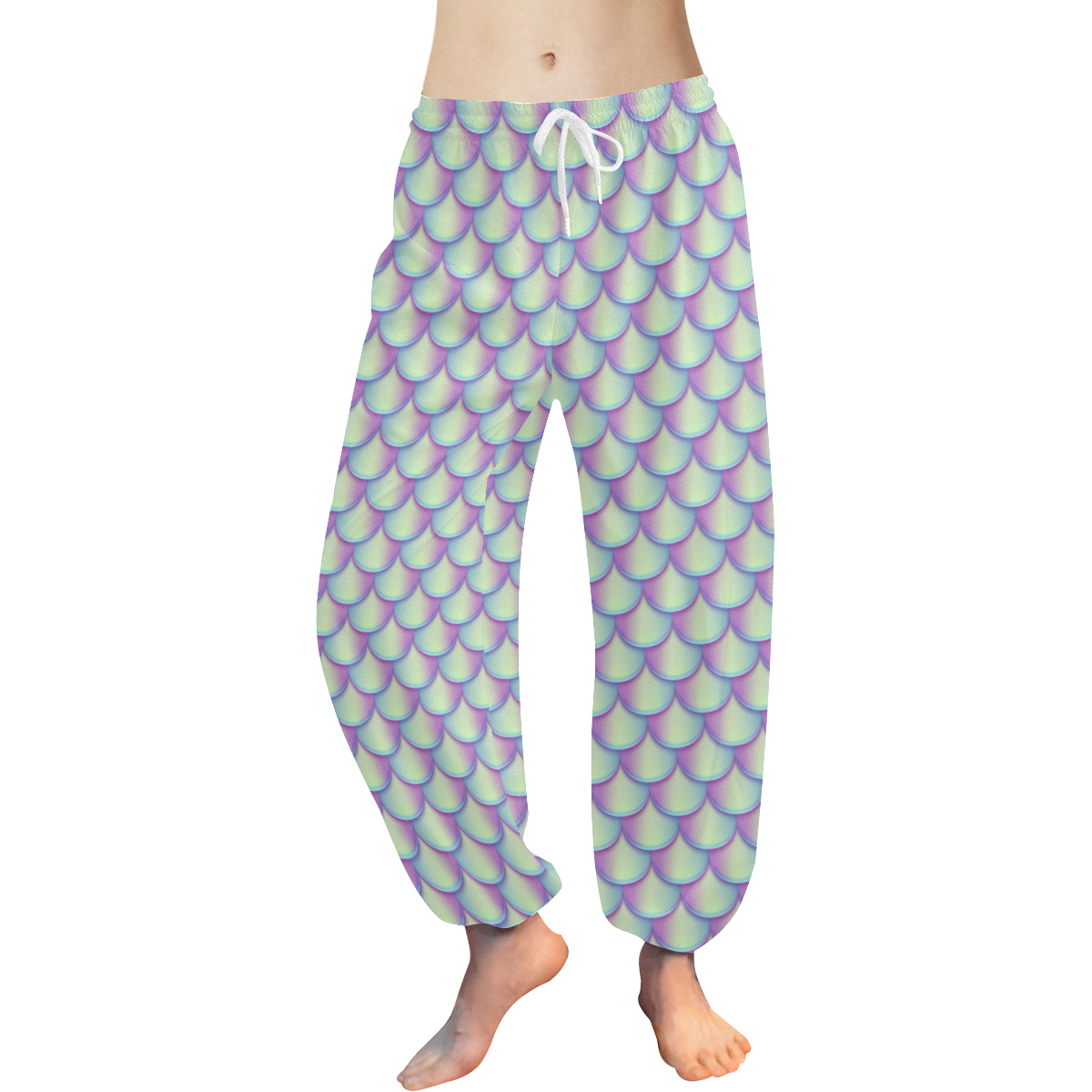 Purple Scale Mermaid Women's All Over Print Harem Pants (Model L18)