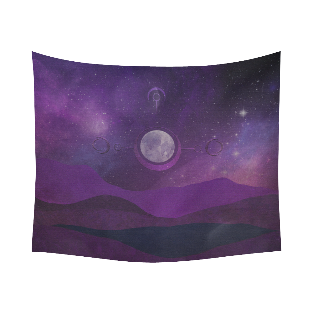 Purple Moon Night Cotton Linen Wall Tapestry 60"x 51"