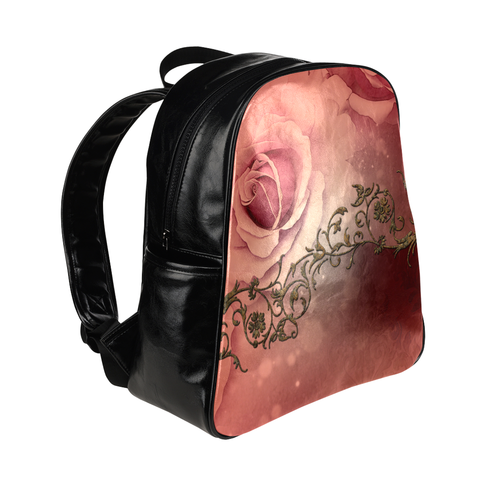 Wonderful roses with floral elements Multi-Pockets Backpack (Model 1636)
