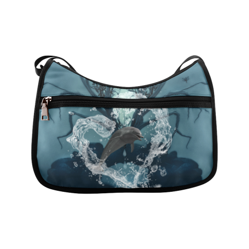 Dolphin jumping by a heart Crossbody Bags (Model 1616)
