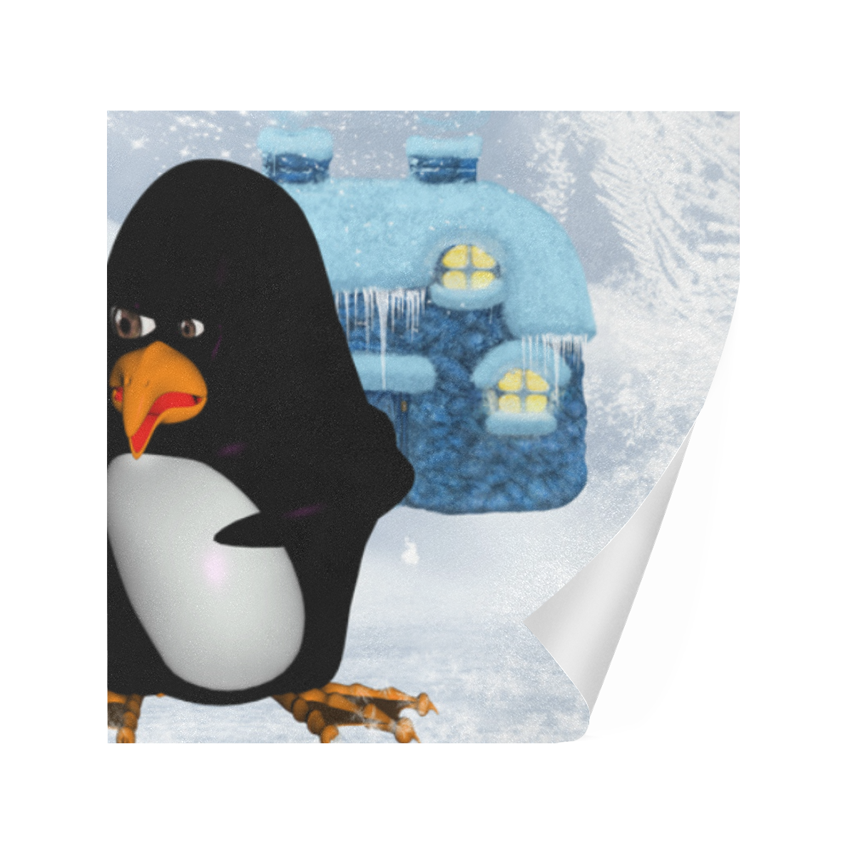 Christmas, funny, cute penguin Gift Wrapping Paper 58"x 23" (1 Roll)