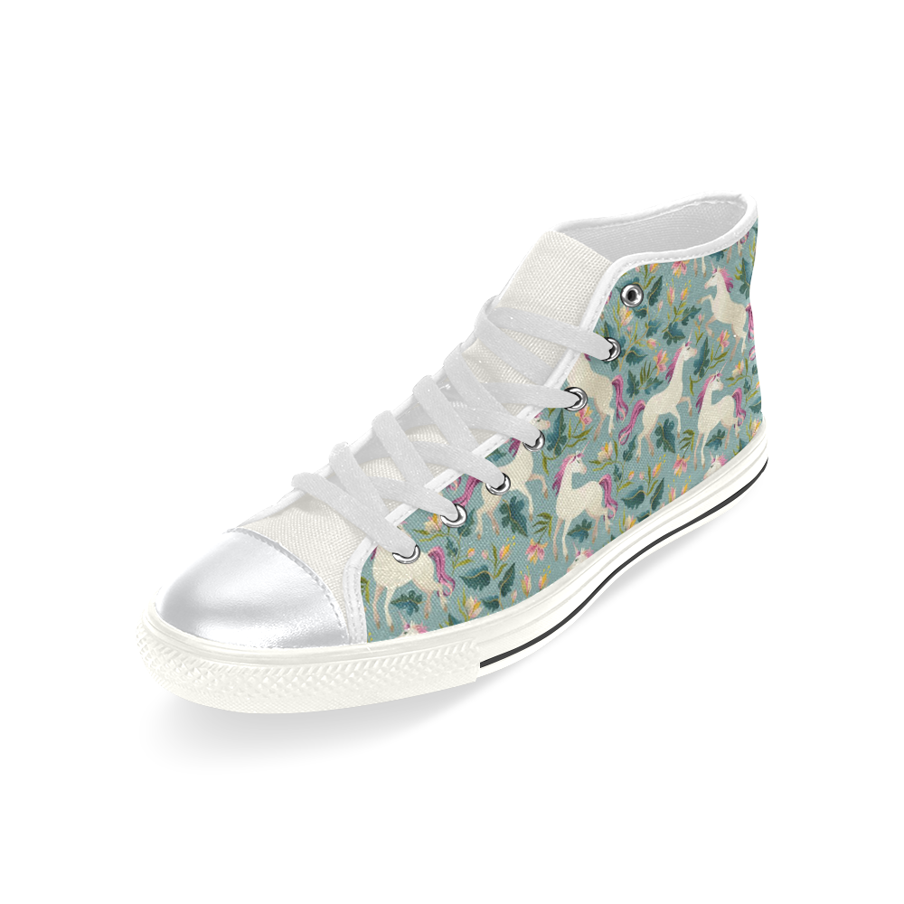 Floral Unicorn Pattern High Top Canvas Shoes for Kid (Model 017)