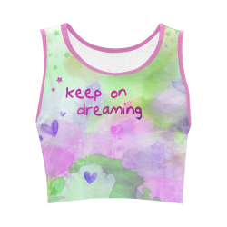 KEEP ON DREAMING - lilac and green Women's Crop Top (Model T42)