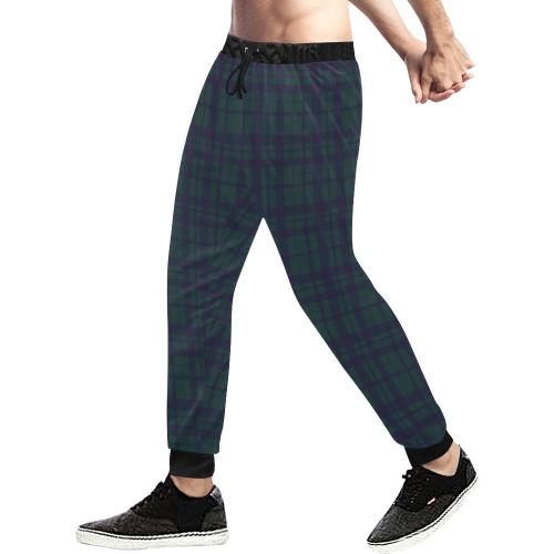 Green Plaid Rock Style Men's All Over Print Sweatpants (Model L11)