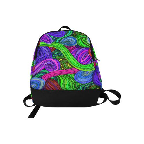 Psychedelic Lines Green Fabric Backpack for Adult (Model 1659)